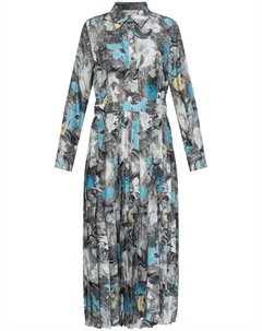 Плиссированное платье миди с принтом, синий Tory burch