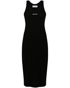 Платье миди с вышитым логотипом, черный Miu miu