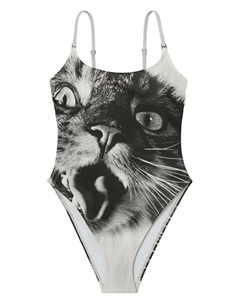 Купальник с кошачьим принтом, серый Tory burch