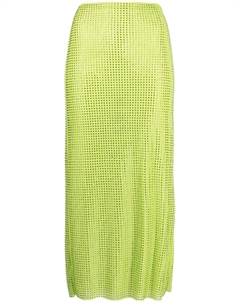 Сетчатая юбка миди со стразами, зеленый Self-portrait