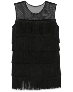 Мини-платье без рукавов с бахромой, черный Norma kamali