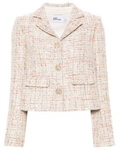 Твидовый жакет с пайетками, нейтральный цвет Self-portrait