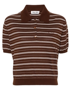 Трикотажная рубашка поло в полоску Miu miu