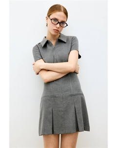 Платье с воротником и молнией спереди, серый H&m