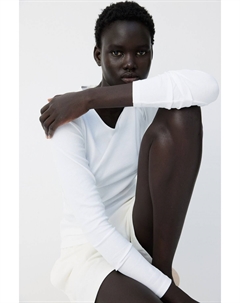 Рубашка из джерси в рубчик, белый H&m