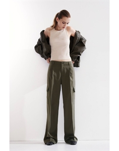 Широкие брюки-карго, хаки H&m
