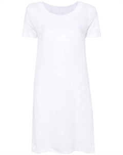 Короткое льняное платье-футболка, белый 120% lino