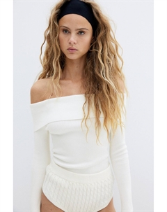 Рубашка без плеч из трикотажа в рубчик, белый H&m