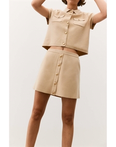 Юбка тонкой вязки с планкой на пуговицах, бежевый H&m