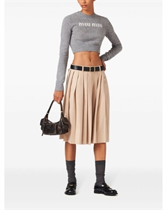 Джемпер из смеси шерсти и кашемира с логотипом, серый Miu miu