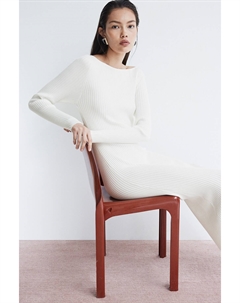 Облегающее платье с вырезом «лодочка», белый H&m