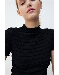 Присборенная рубашка с деталями оверлока, черный H&m