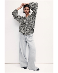 Блузка с объемными рукавами, черный H&m