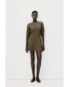 Трикотажное платье в рубчик, хаки H&m