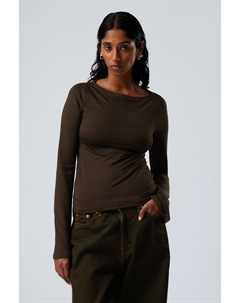 Рубашка с длинными рукавами и вырезом-лодочкой Annie, коричневый Weekday