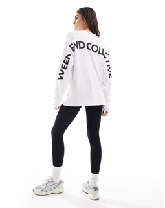 Белая оверсайз-рубашка с длинными рукавами и логотипом на спине Weekend Collective Asos