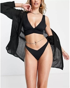 Черная жатая пляжная рубашка Asos