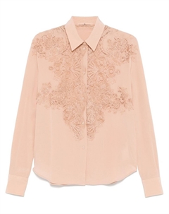 Шелковая рубашка с кружевной отделкой, розовый Ermanno scervino