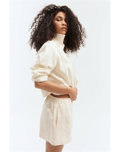 Саржевые шорты с твидовой структурой, белый H&m