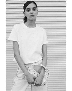 Футболка с жемчужным декором, белый H&m