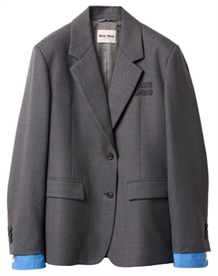 Однобортный габардиновый блейзер, серый Miu miu