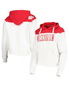 Женский пуловер с капюшоном и белой/красной кокеткой для прессы Wisconsin Badgers Chicago 2-Hit Unbranded