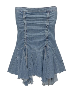 Мини платье Dress, синий деним Pull & bear