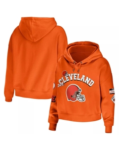 Женская одежда Erin Andrews Orange Cleveland Browns Скромный укороченный пуловер с капюшоном Unbranded
