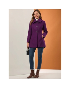 Женская однобортная верхняя одежда с отложным воротником, зимнее пальто с карманами, фиолетовый Allegra k