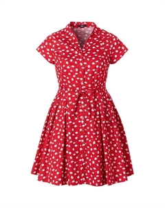 Женское платье-рубашка цвета песочного цвета больших размеров, цвет Poppy Red Floral Ellos