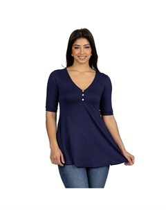 Женская туника с короткими рукавами и пуговицами , темно-синий 24seven comfort apparel