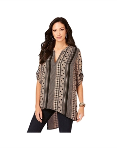 Женская туника больших размеров с геометрическим рисунком, цвет New Khaki Geo Roaman's