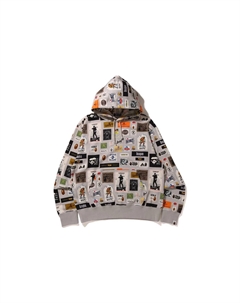 BAPE Multi Label Свободный крой пуловер с капюшоном, коричневый A bathing ape®