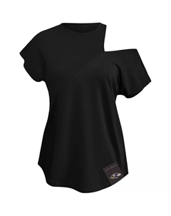 Черная женская рубашка из три смесового материала с вырезами KIYA TOMLIN Baltimore Ravens Unbranded