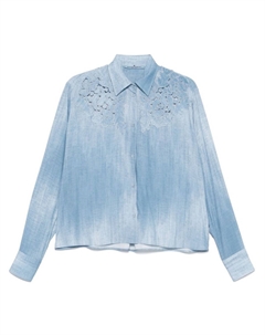 Рубашка с цветочной аппликацией, синий Ermanno scervino