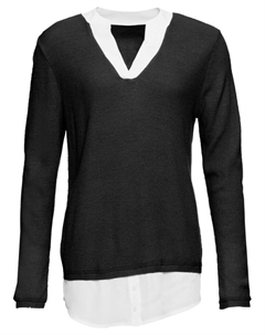 Пуловер с блузочной вставкой, черный Bodyflirt