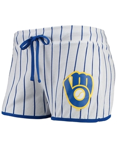 Женские шорты для сна Concepts Sport White/Royal Milwaukee Brewers Vigor Unbranded