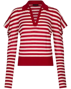 Полосатый красно-белый джемпер из шерсти и кашемира, красный Liu jo