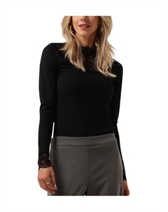 Кружевной топ с длинными рукавами, черный Y.a.s