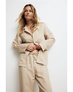 Пижама из смесового льна, бежевый H&m