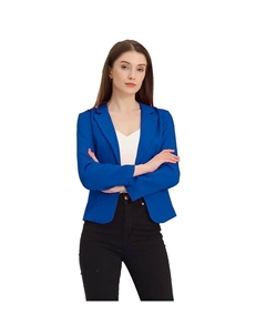 Женский пиджак с открытым передом и цветочным принтом, цвет Royal Blue Solid Allegra k