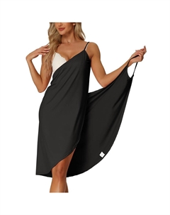 Женское пляжное приморское летнее платье с открытой спиной на тонких бретельках, саронги с запахом, черный Cheibear