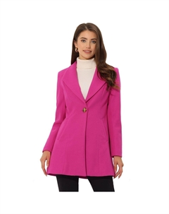 Женское повседневное длинное пальто с шалевым воротником и пуговицами, цвет Hot Pink Allegra k