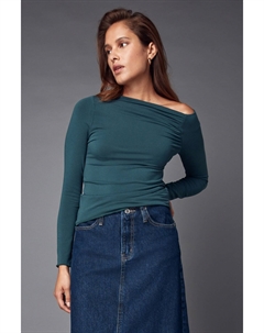 Асимметричный топ с длинными рукавами и сборками, синий Next