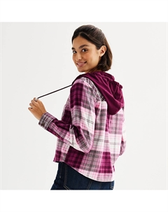 Рубашка на пуговицах с капюшоном для юниоров, цвет White Plaid So