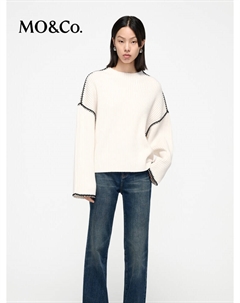 Свитер с контрастным краем, кремовый Moco