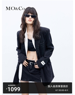 Джинсовый блейзер с подплечниками, черный Moco