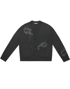 Кардиган e с вышивкой, темно-серый Deep breath