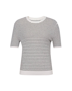 Пуловер в полоску с короткими рукавами, черный Deep breath