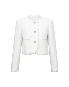 Короткий газовый жакет в стиле ретро, белый Deep breath